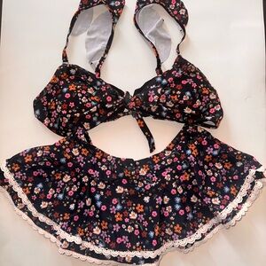 SHEIN Black Floral Bikini Set